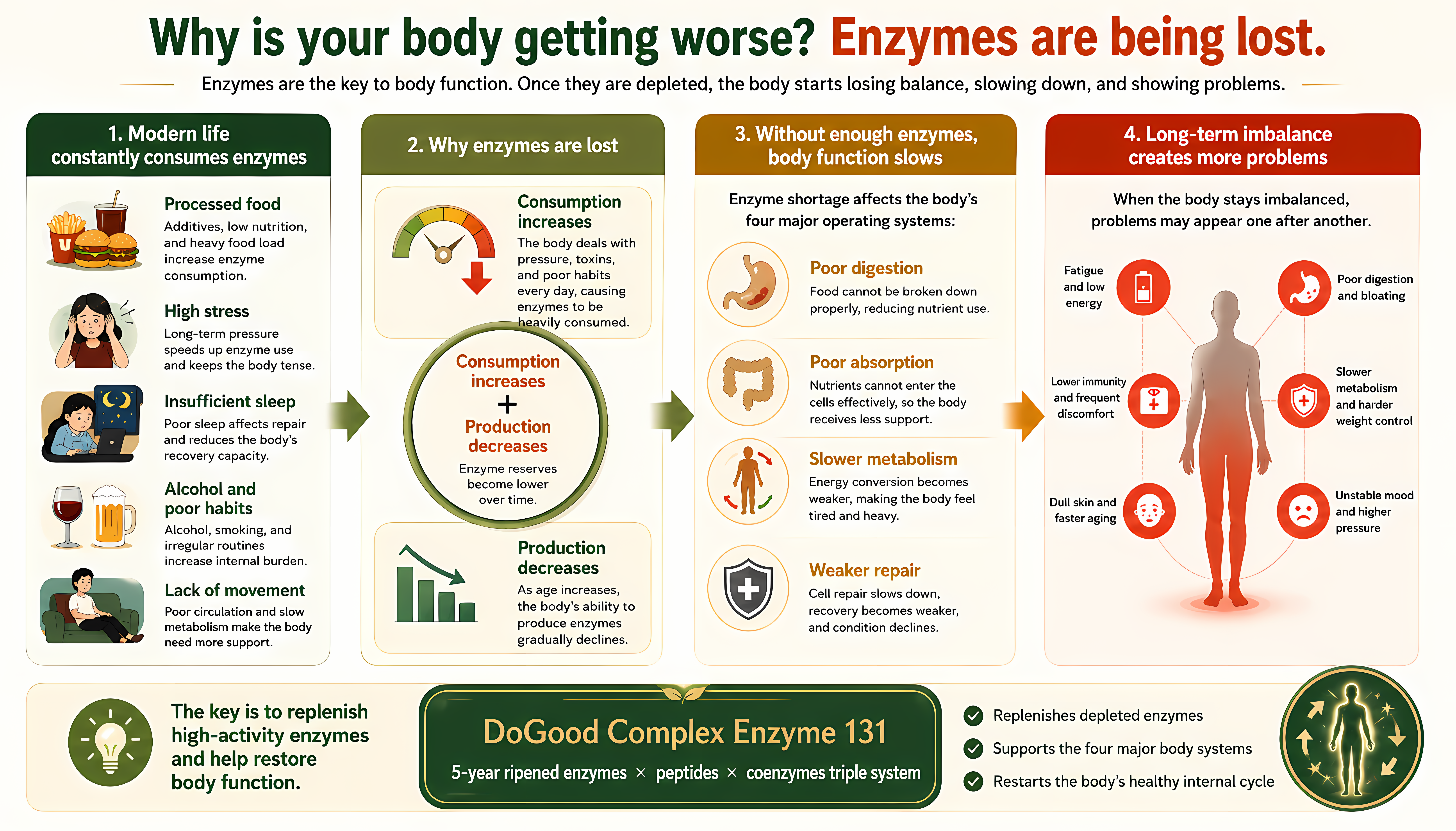 Why the body gets worse when enzymes are being lost